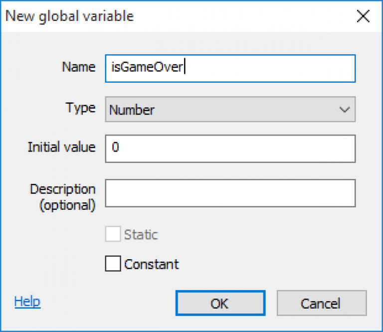 Global variables. State (optional).